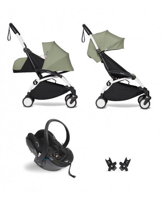 All-in-one BABYZEN stroller YOYO2 0+, car seat and 6+ | White Chassis Olive
